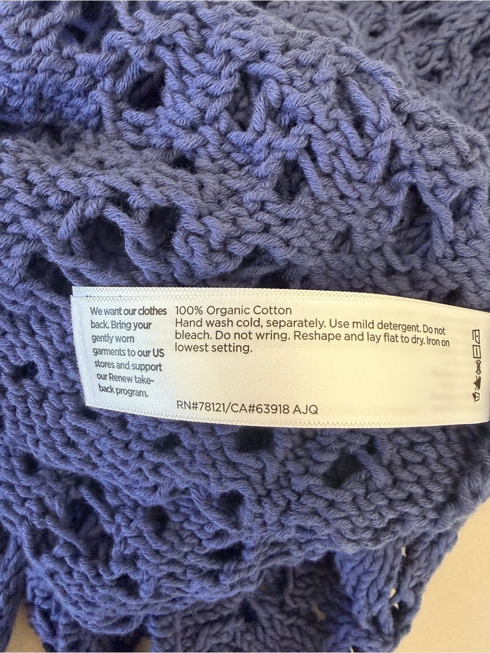 Eileen Fisher Open-Knit Crewneck Sweater in Dusty Blue | XS - Picture 7 of 7